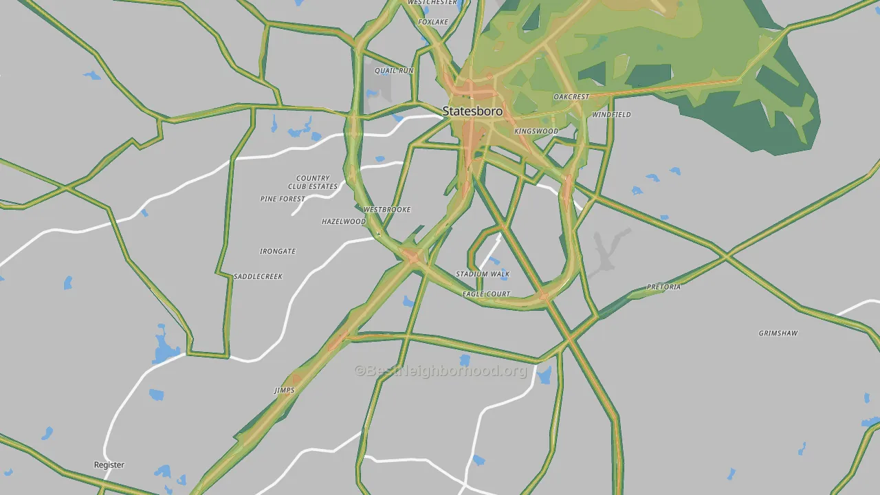 30458, GA Map of Noise Levels in 30458