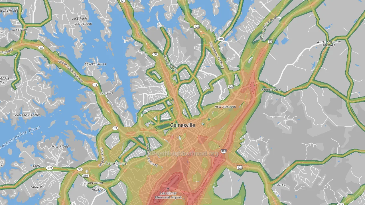 30501, GA Map of Noise Levels in 30501