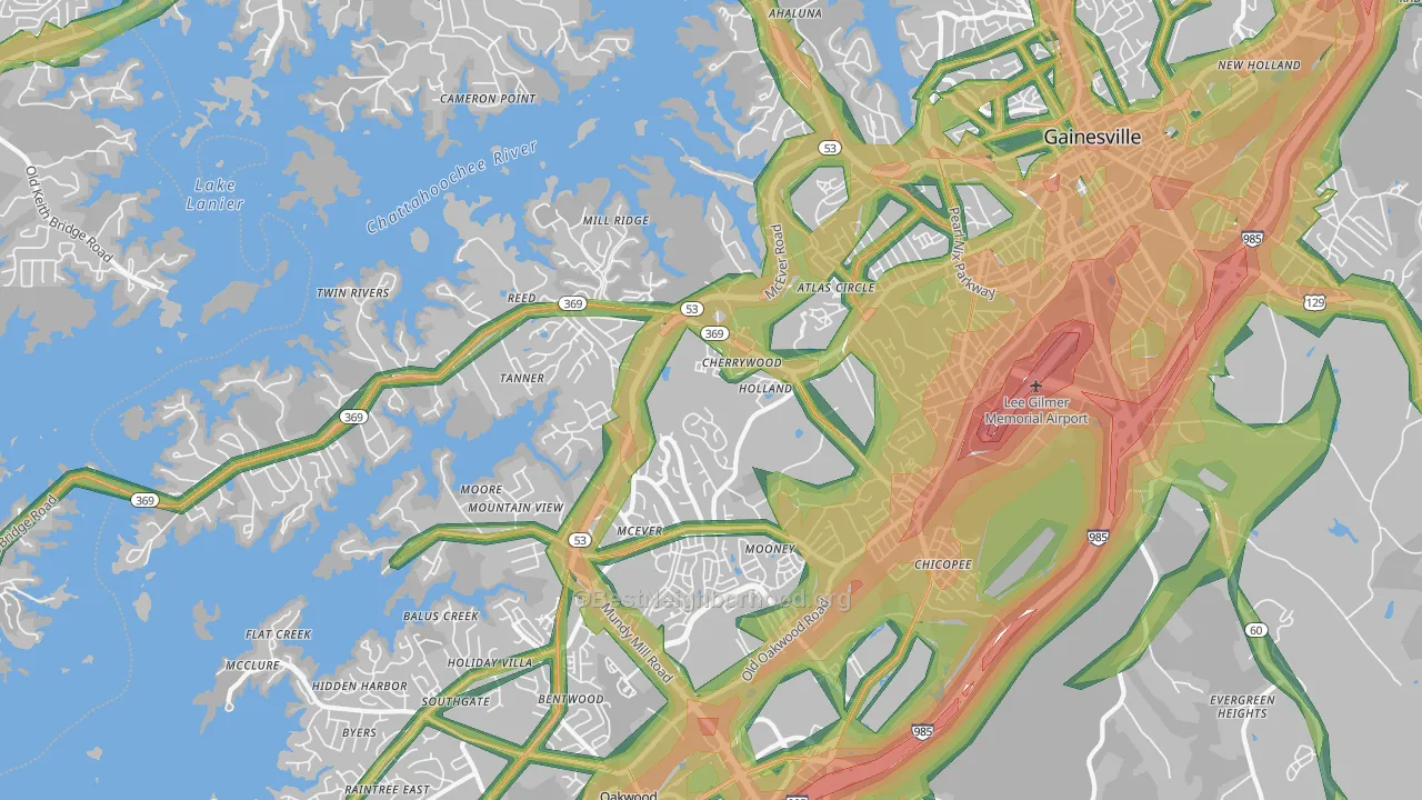 30504, GA Map of Noise Levels in 30504