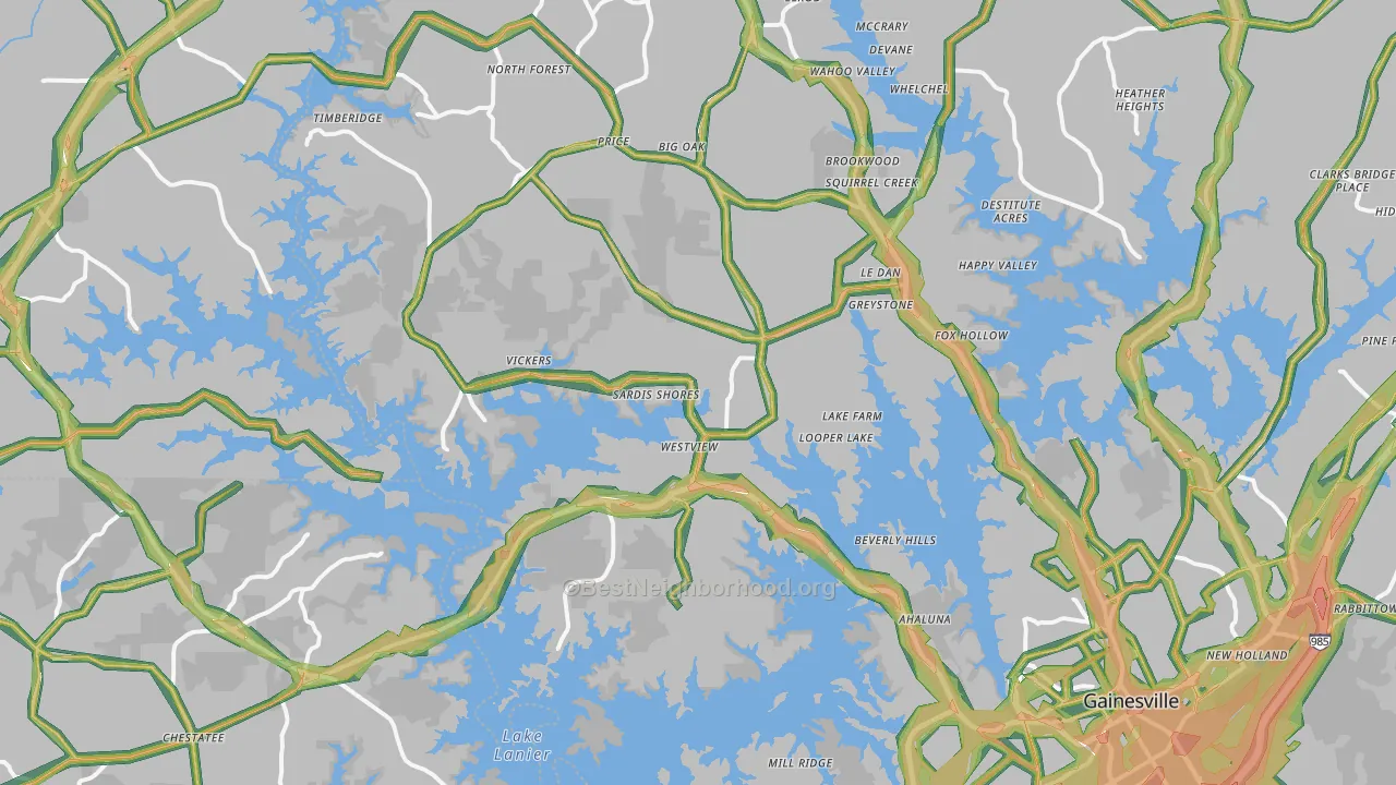 30506, GA Map of Noise Levels in 30506