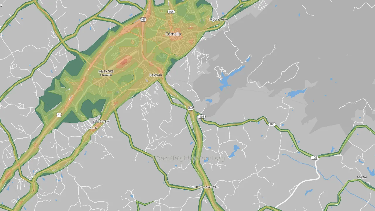 30511, GA Map of Noise Levels in 30511