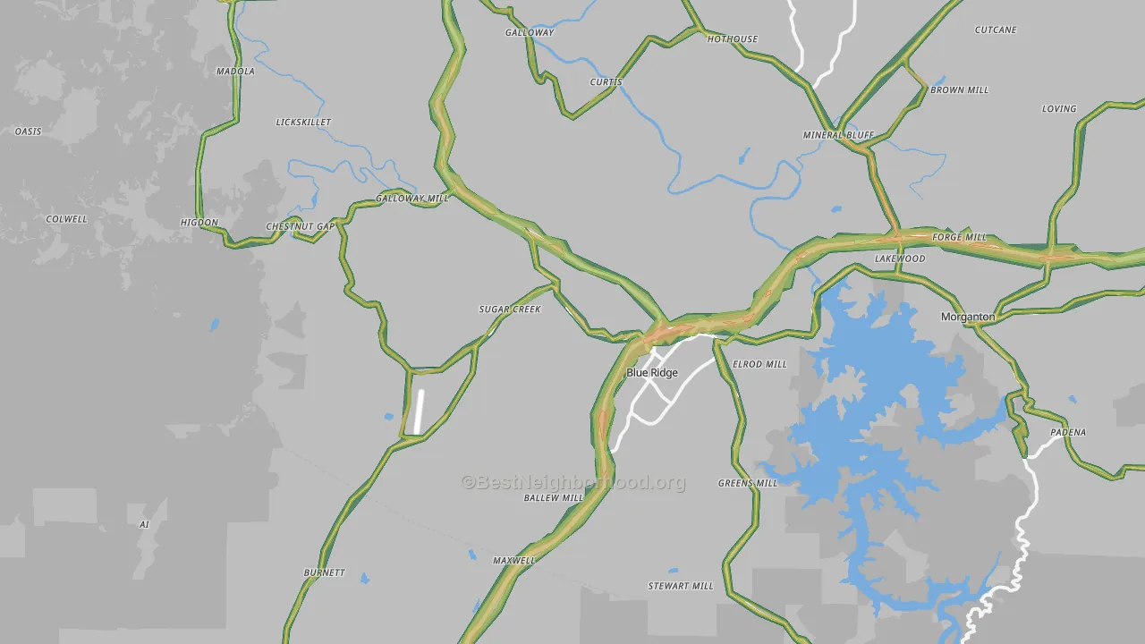 30513, GA Map of Noise Levels in 30513