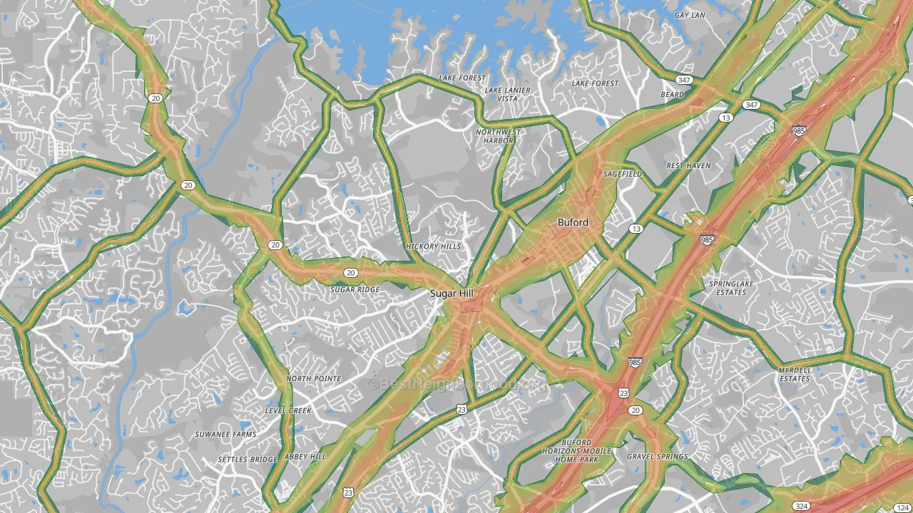 30518, GA Map of Noise Levels in 30518