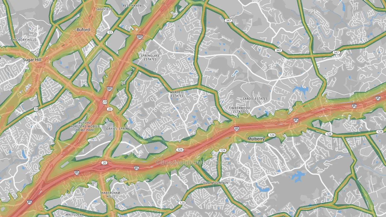 30519, GA Map of Noise Levels in 30519