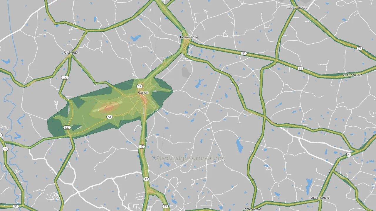 30520, GA Map of Noise Levels in 30520