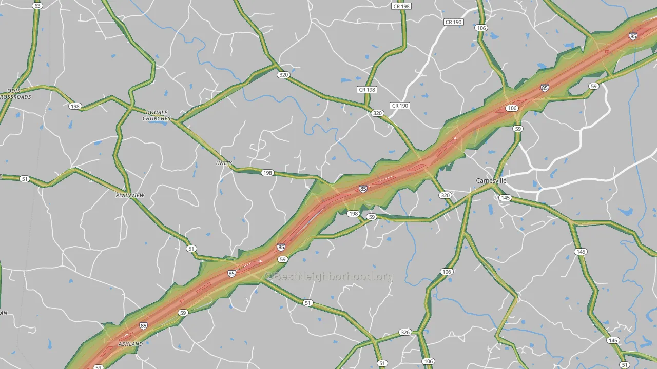 30521, GA Map of Noise Levels in 30521