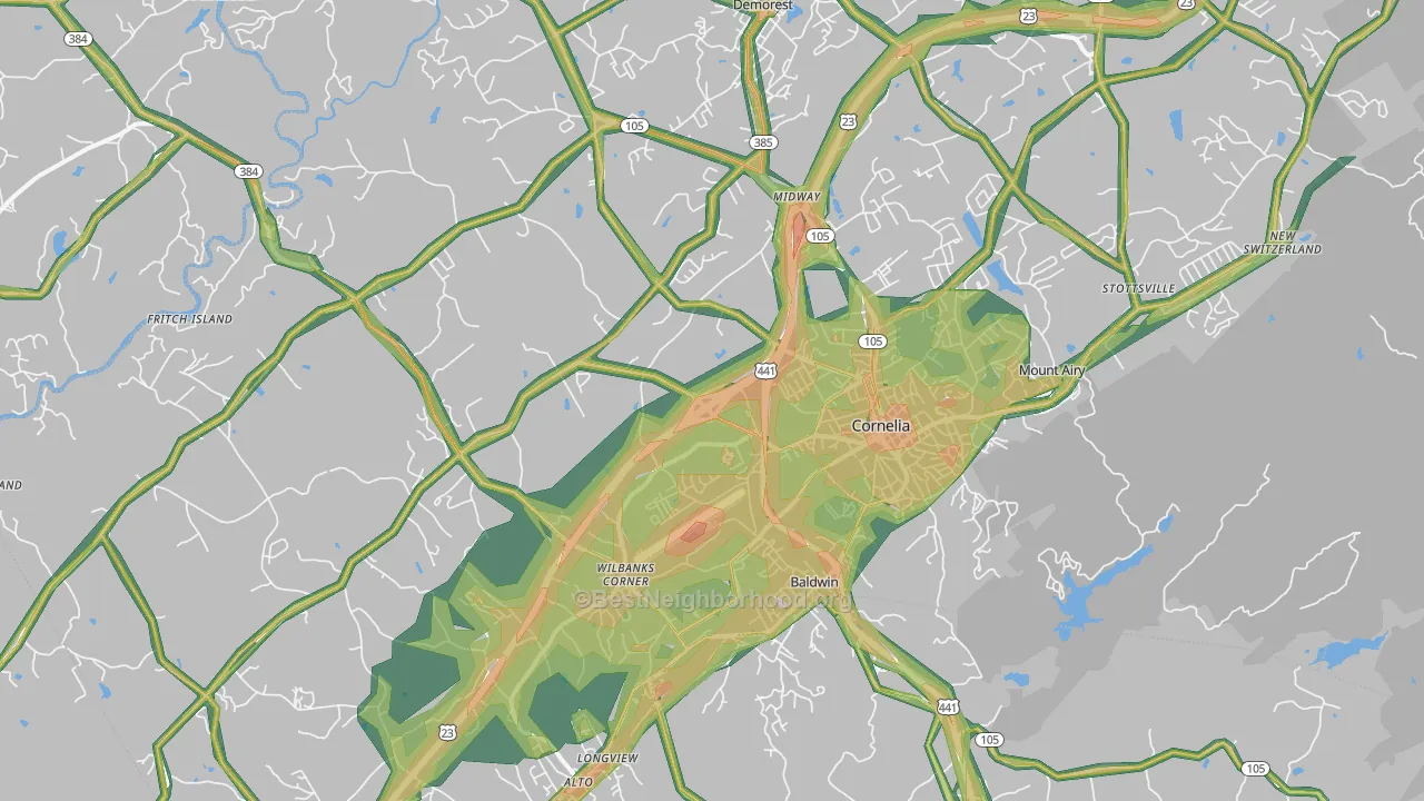 30531, GA Map of Noise Levels in 30531