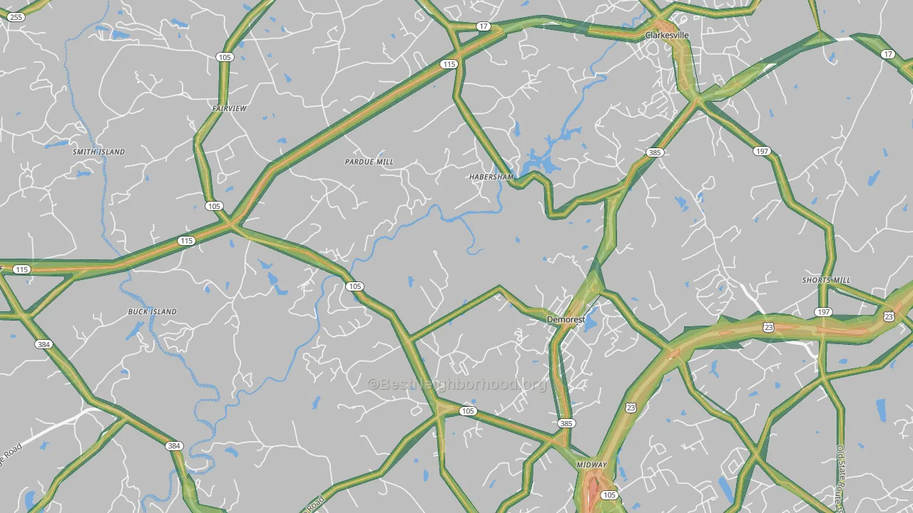 30535, GA Map of Noise Levels in 30535
