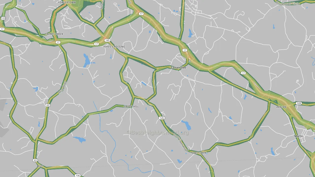 30538, GA Map of Noise Levels in 30538