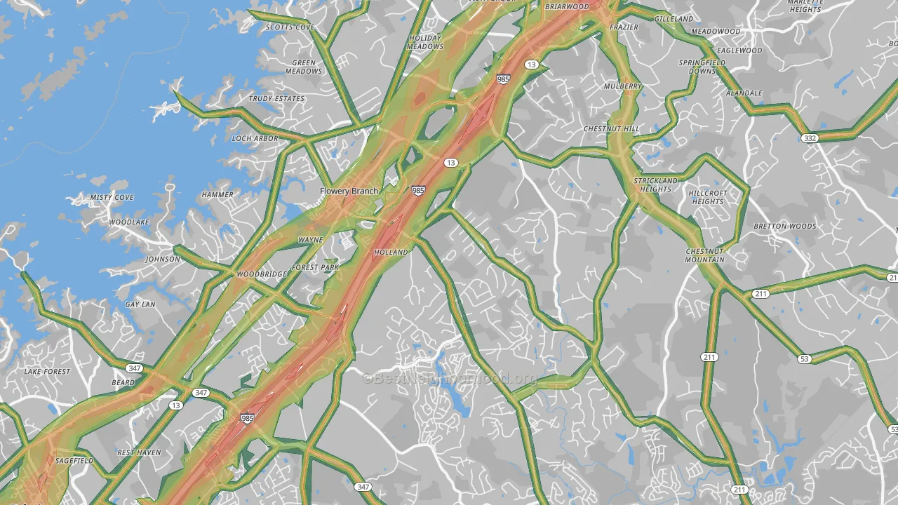 30542, GA Map of Noise Levels in 30542