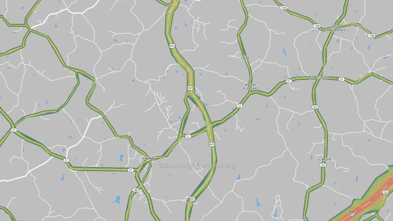 30547, GA Map of Noise Levels in 30547