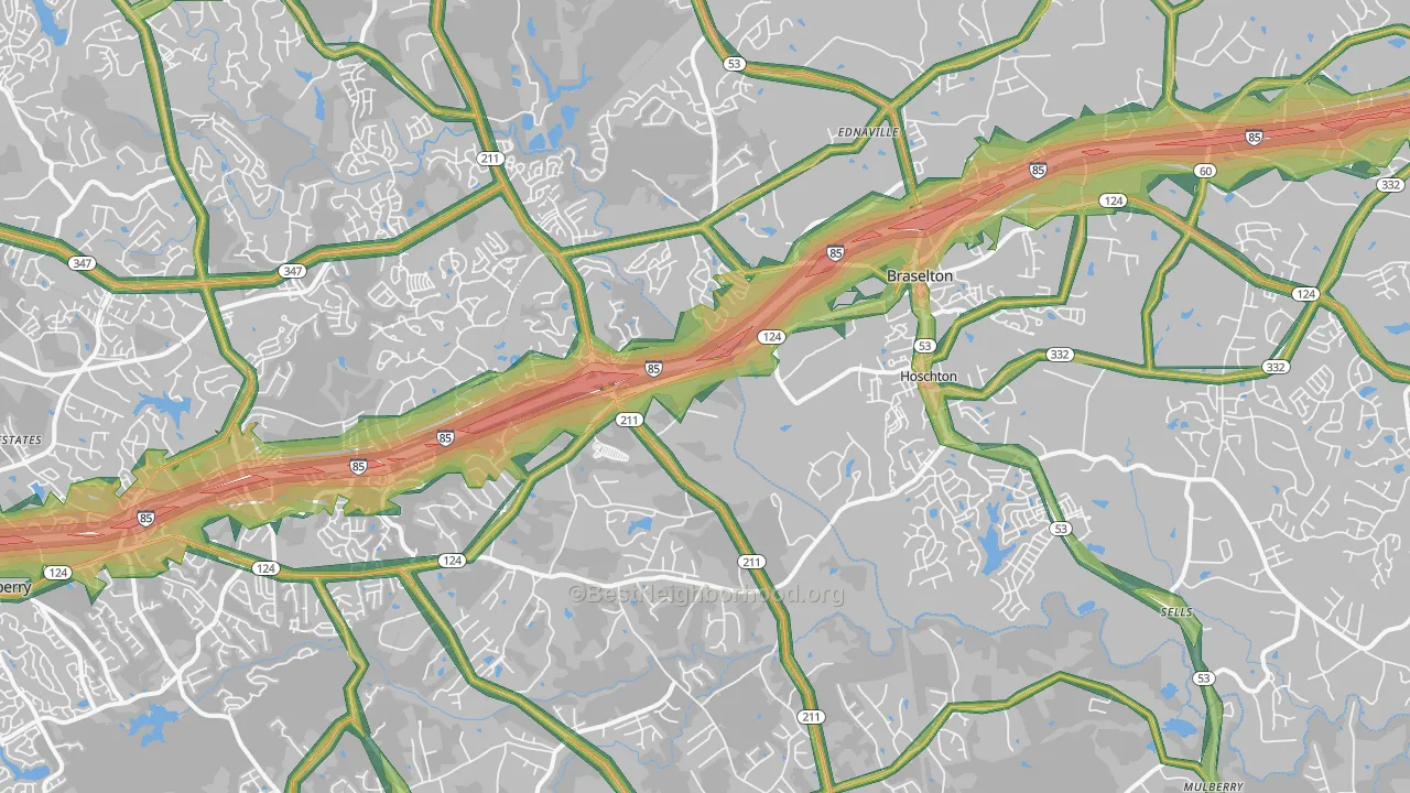 30548, GA Map of Noise Levels in 30548