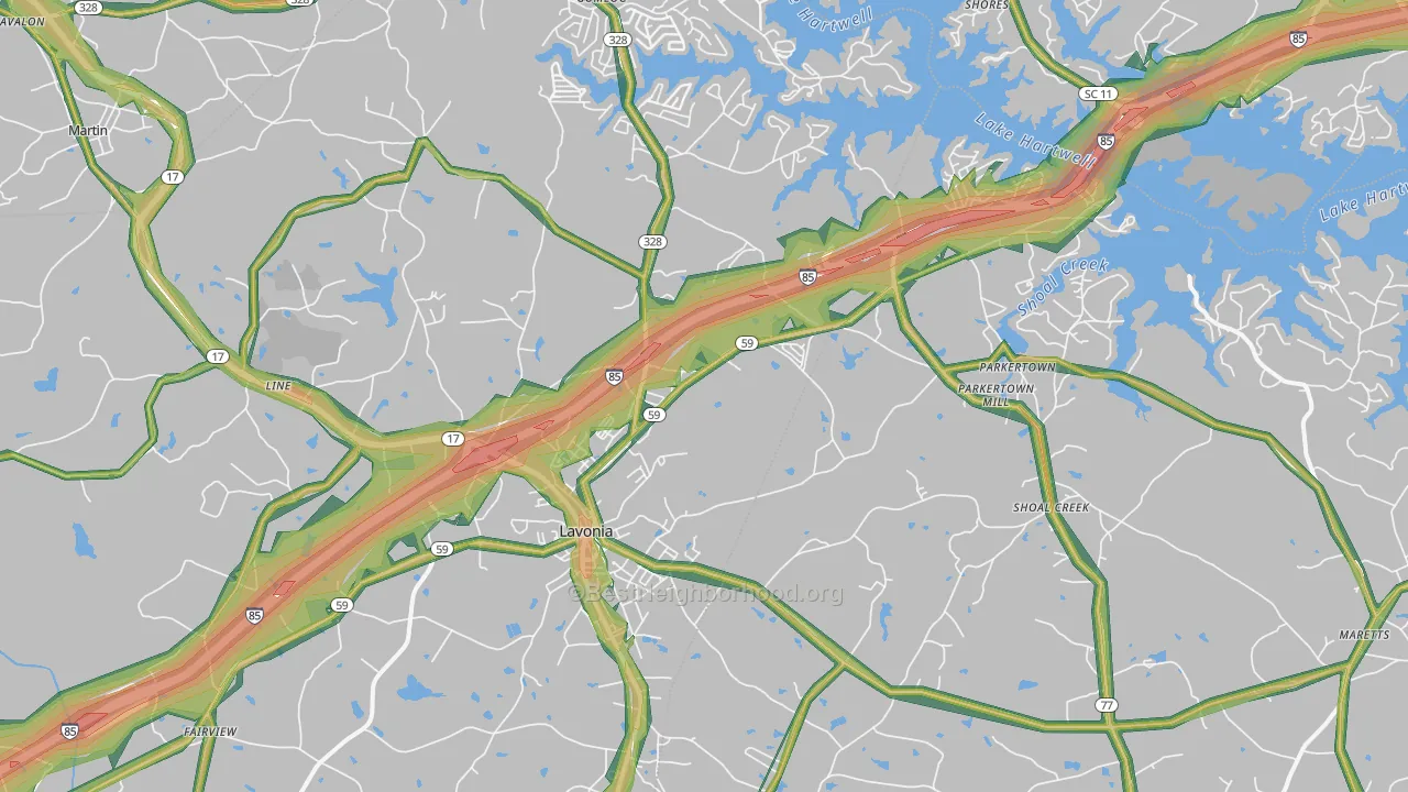 30553, GA Map of Noise Levels in 30553