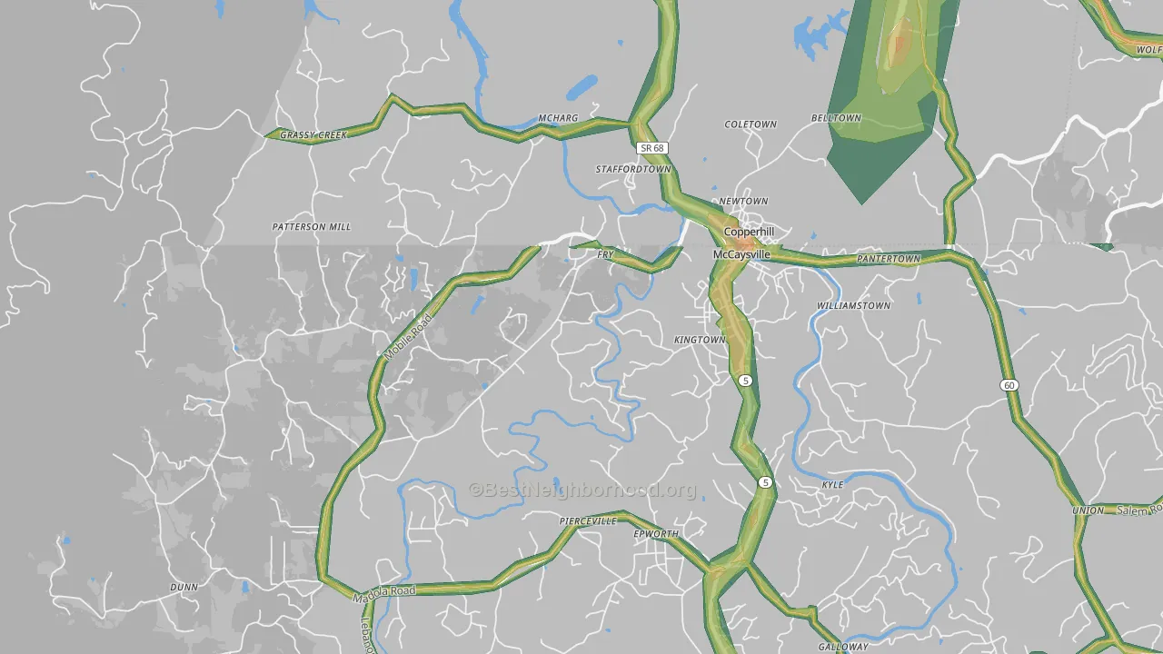30555, GA Map of Noise Levels in 30555