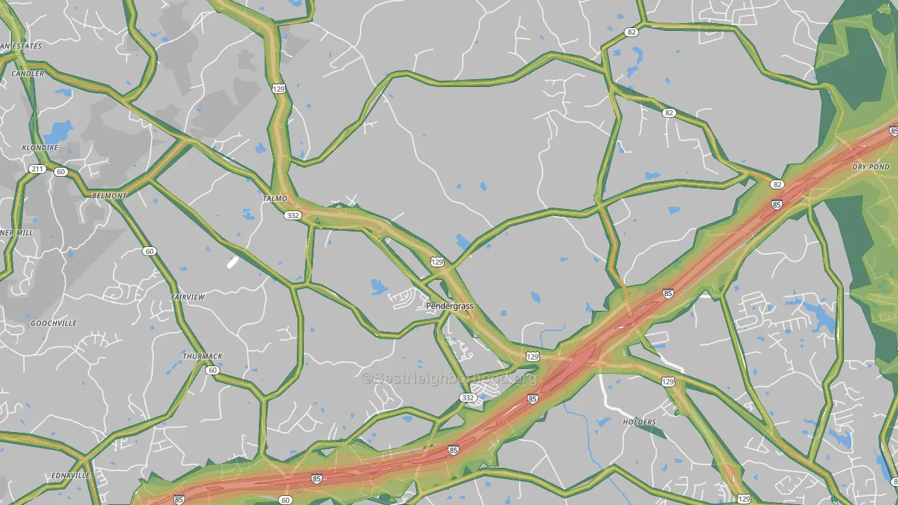 30567, GA Map of Noise Levels in 30567