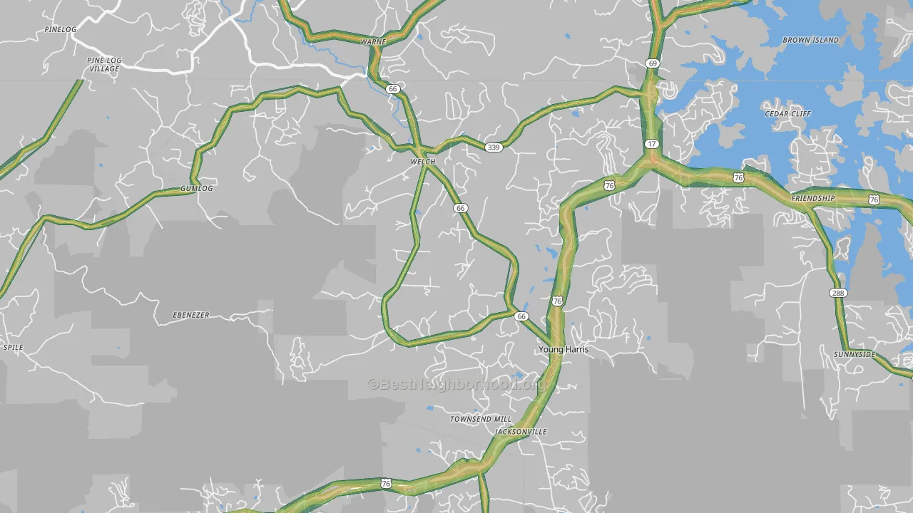 30582, GA Map of Noise Levels in 30582