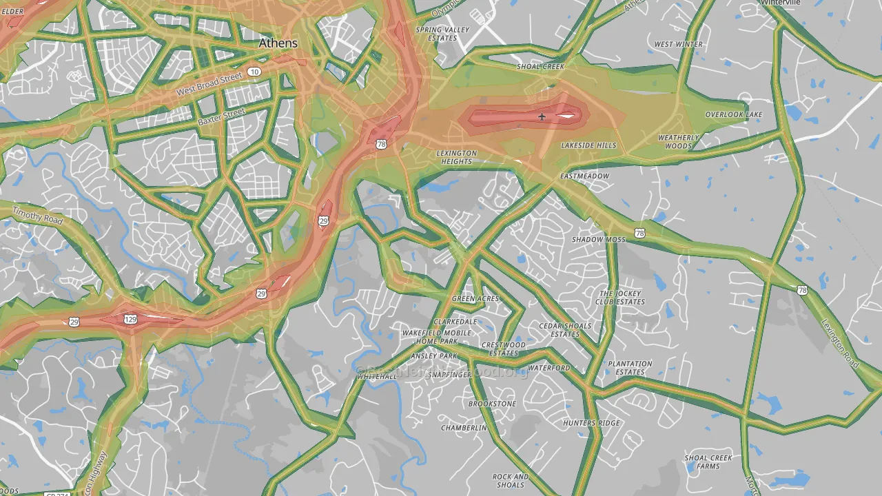 30605, GA Map of Noise Levels in 30605