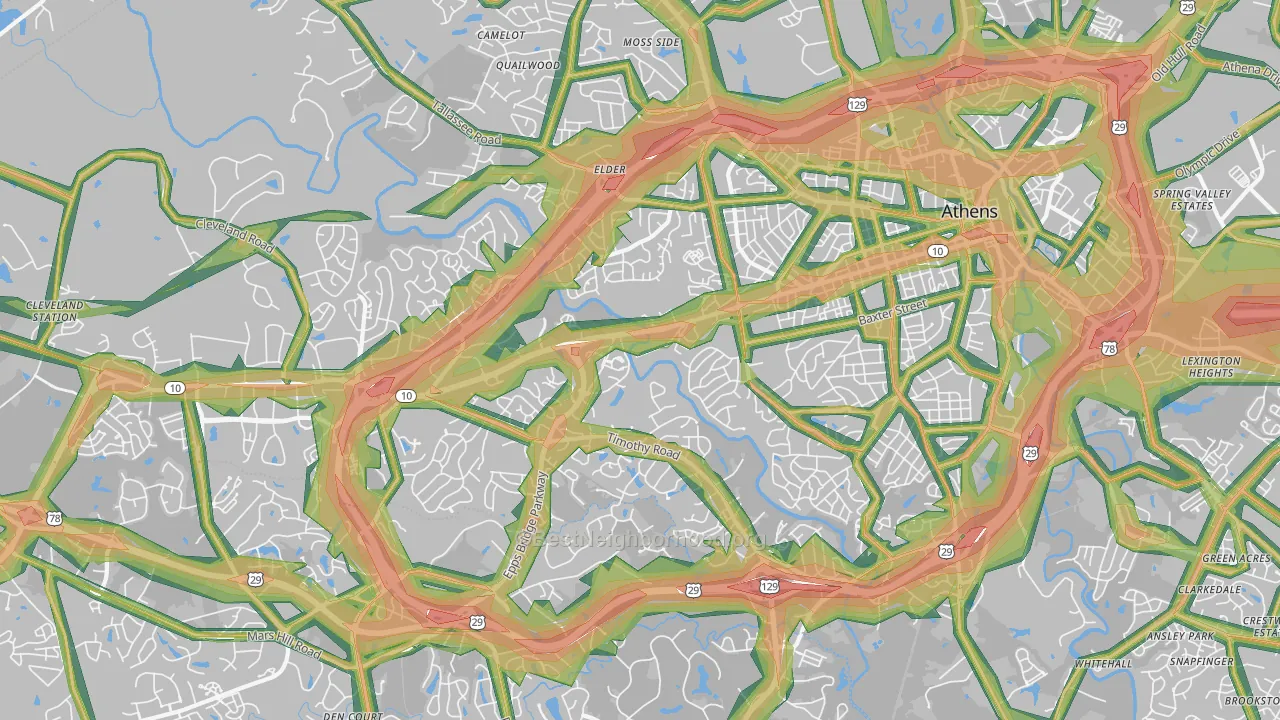 30606, GA Map of Noise Levels in 30606
