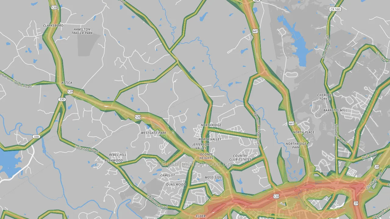 30607, GA Map of Noise Levels in 30607