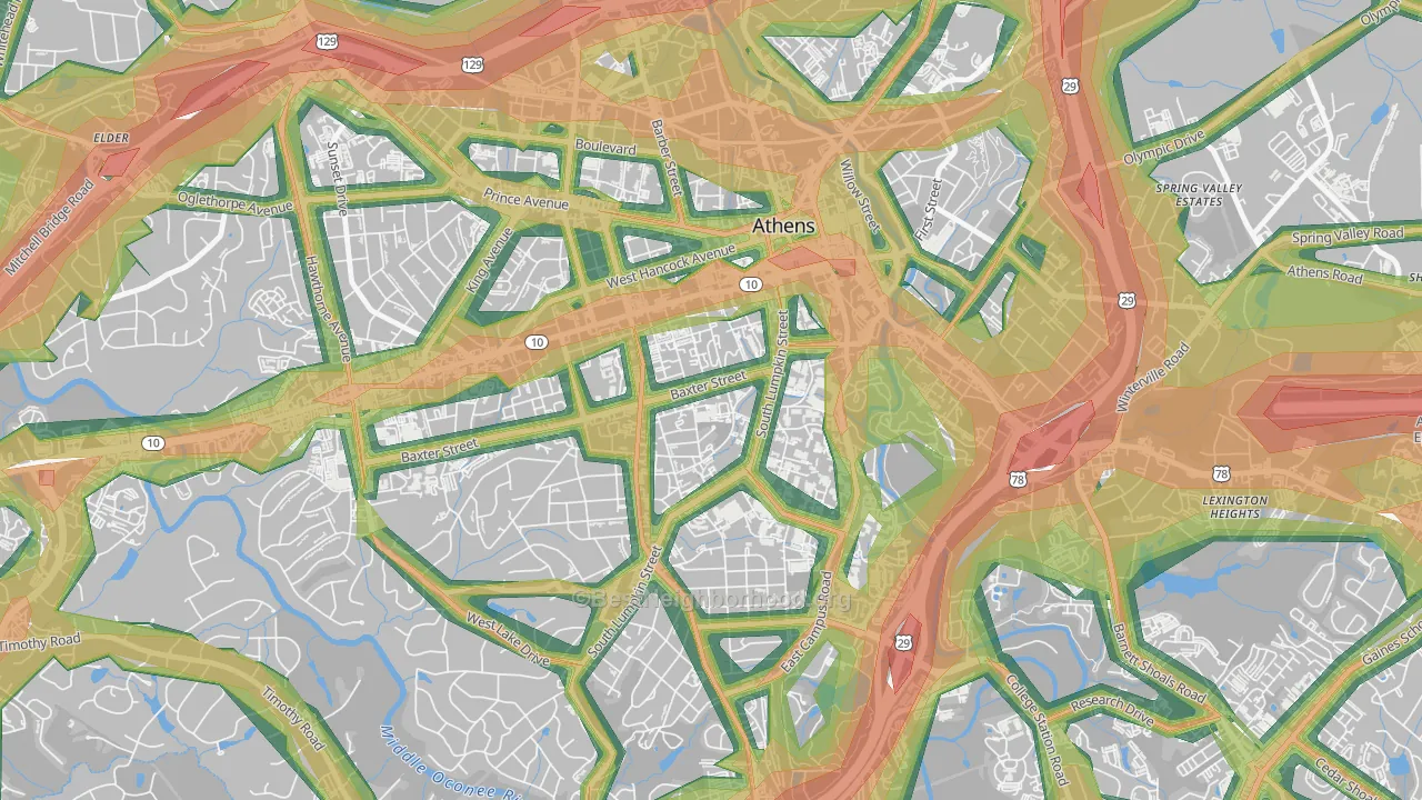 30609, GA Map of Noise Levels in 30609