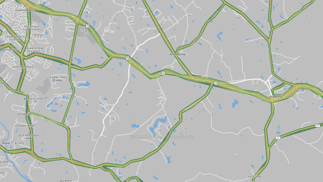 30619, GA Map of Noise Levels in 30619