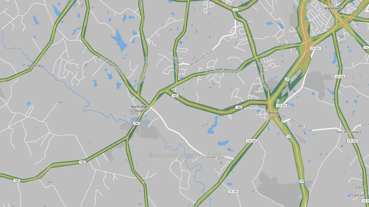 30621, GA Map of Noise Levels in 30621