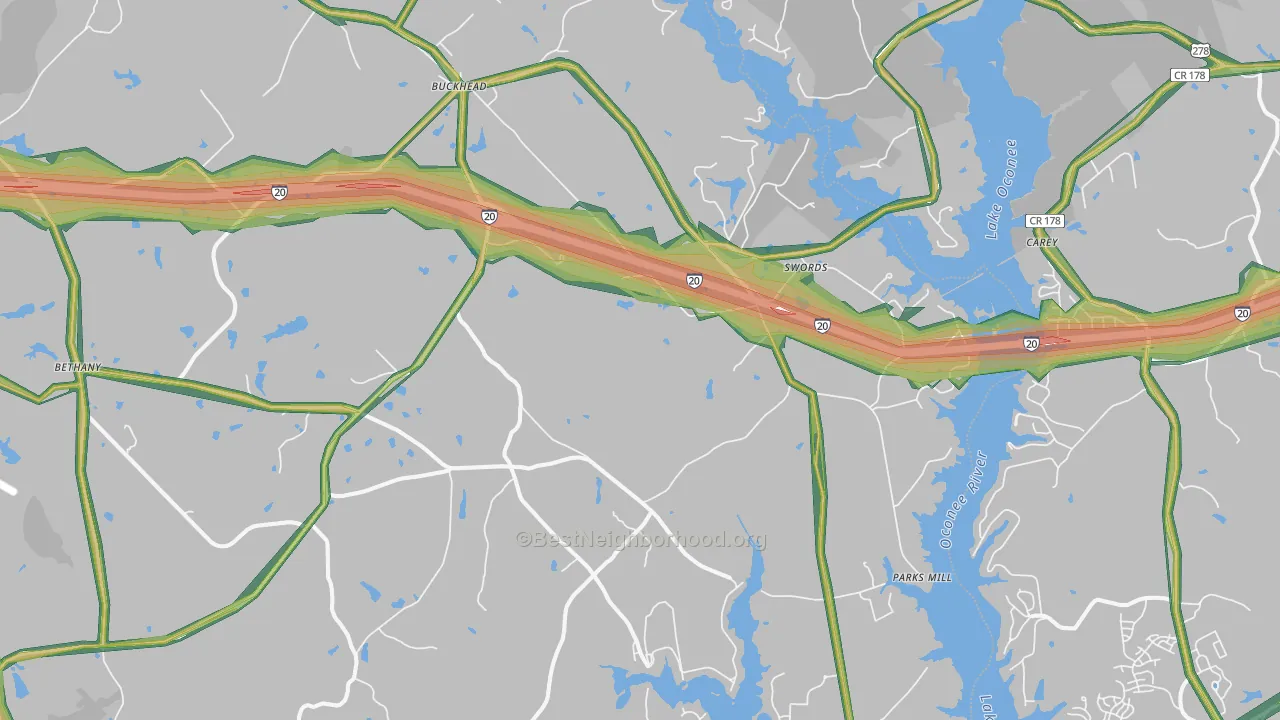 30625, GA Map of Noise Levels in 30625