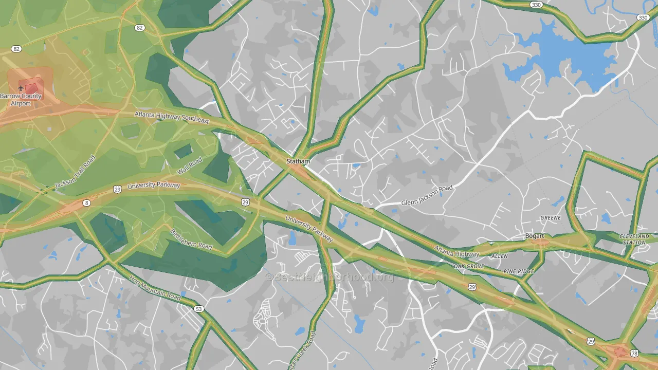 30666, GA Map of Noise Levels in 30666