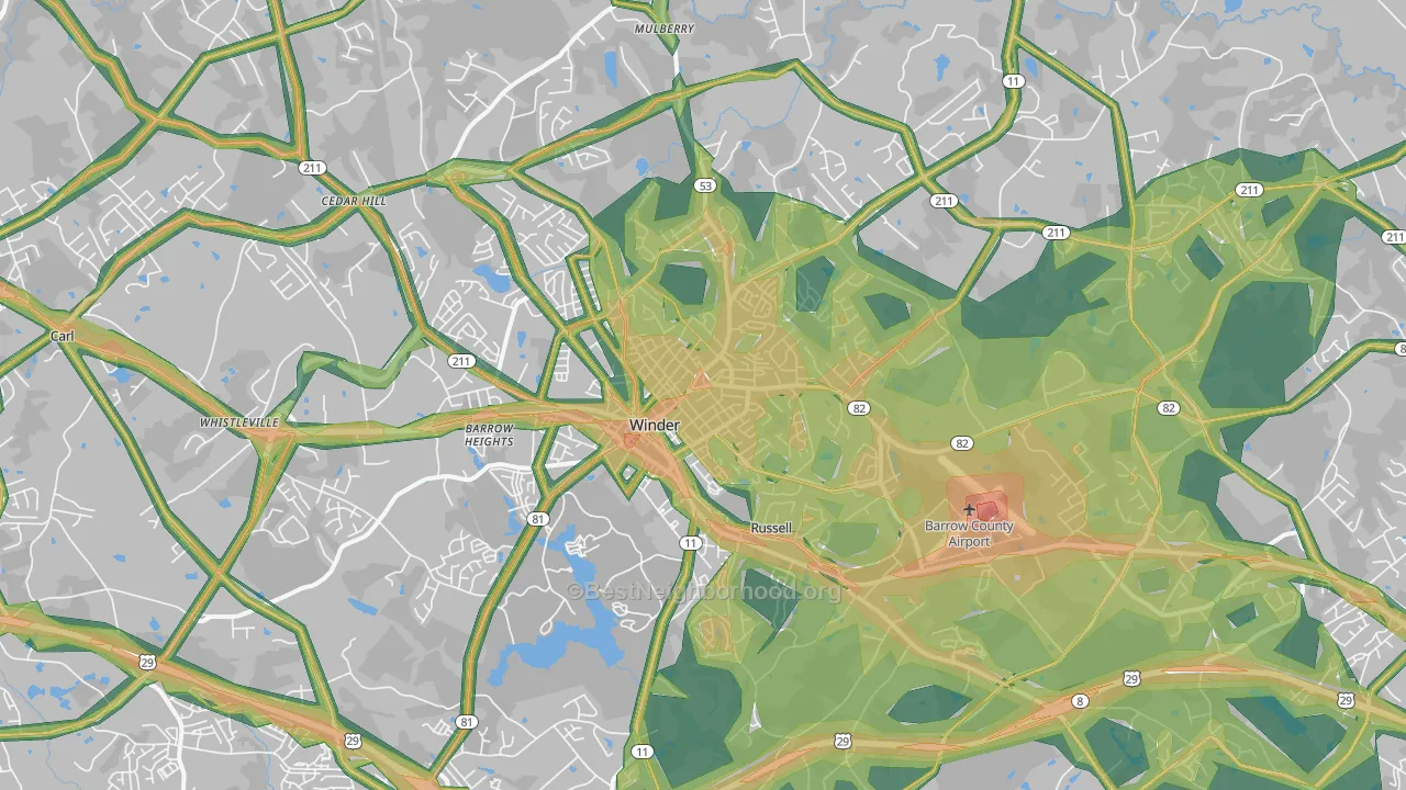 30680, GA Map of Noise Levels in 30680