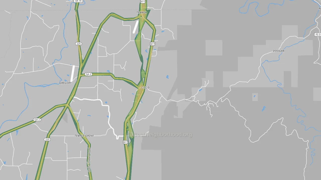 30708, GA Map of Noise Levels in 30708