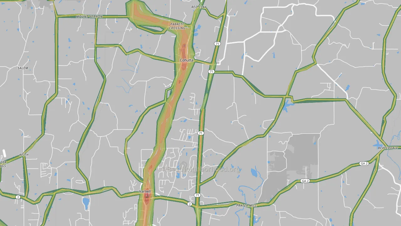 30710, GA Map of Noise Levels in 30710