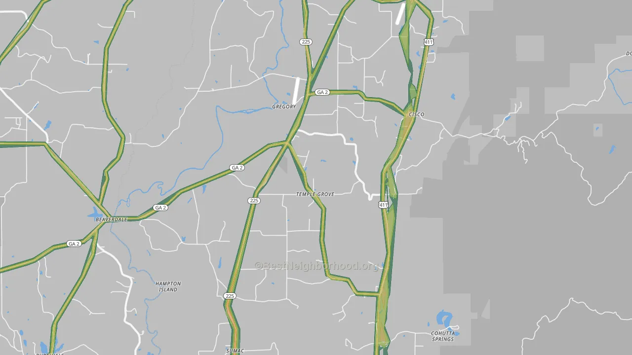 30711, GA Map of Noise Levels in 30711
