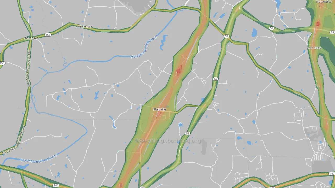 30733, GA Map of Noise Levels in 30733