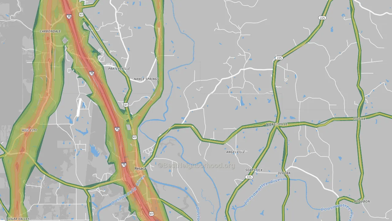 30735, GA Map of Noise Levels in 30735