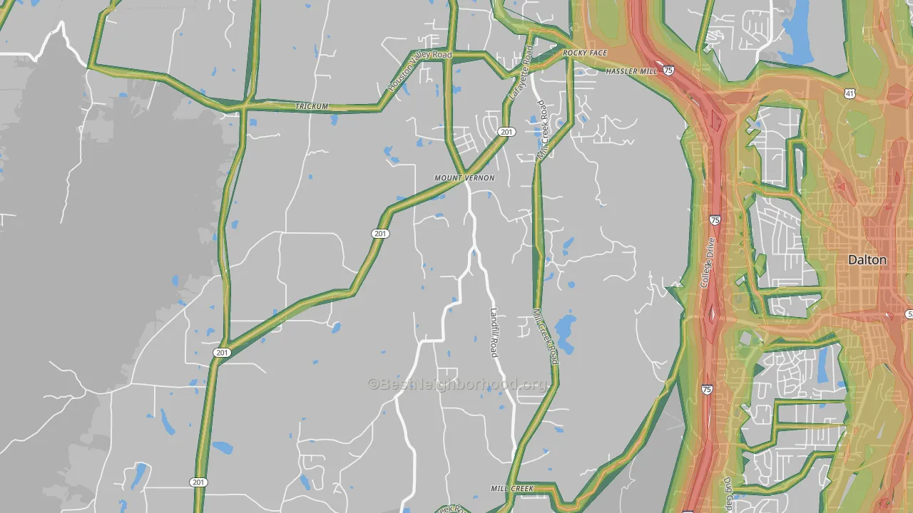 30740, GA Map of Noise Levels in 30740
