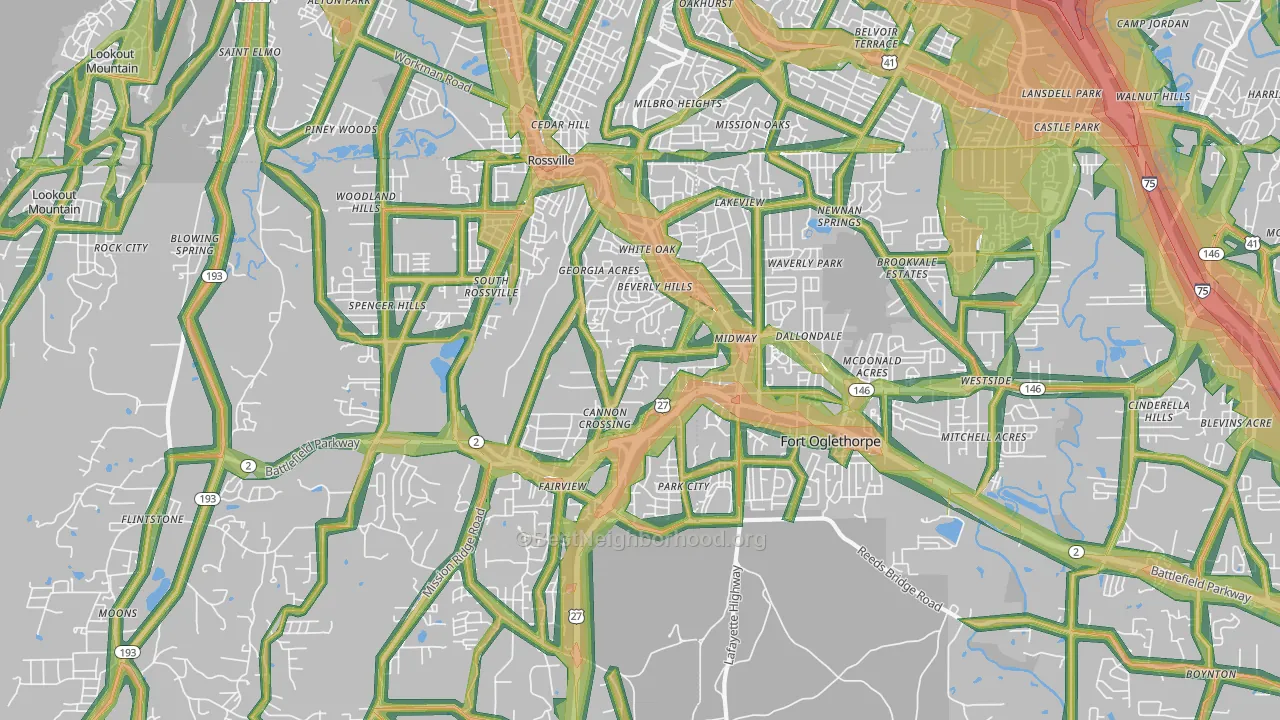 30741, GA Map of Noise Levels in 30741