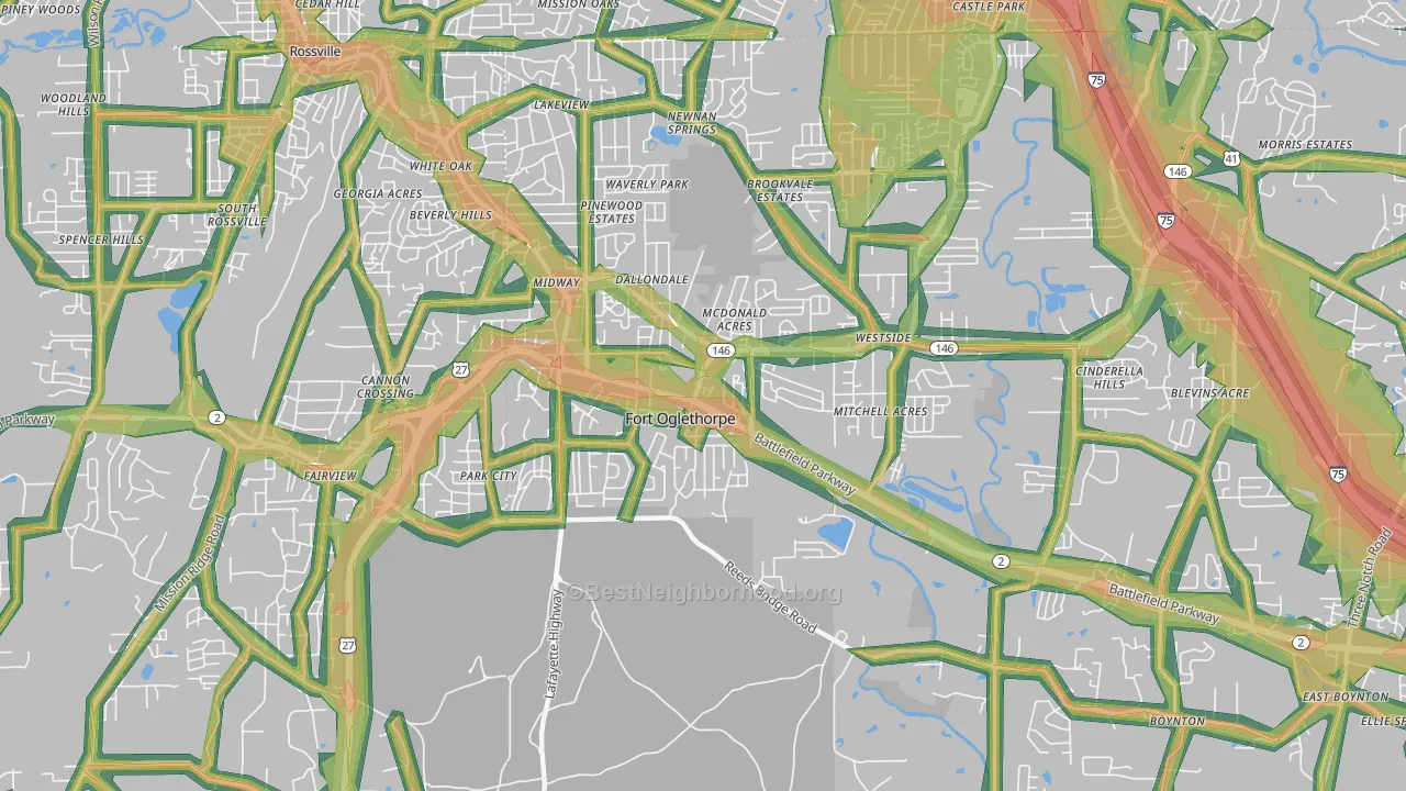 30742, GA Map of Noise Levels in 30742