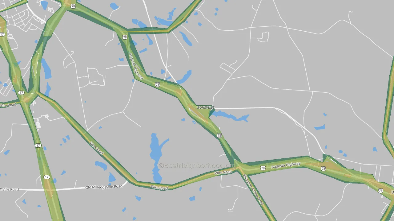 30806, GA Map of Noise Levels in 30806