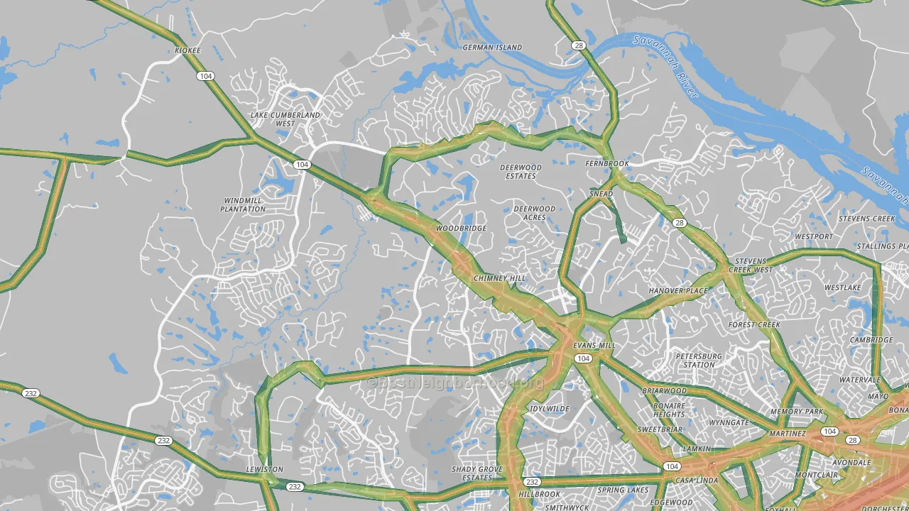30809, GA Map of Noise Levels in 30809