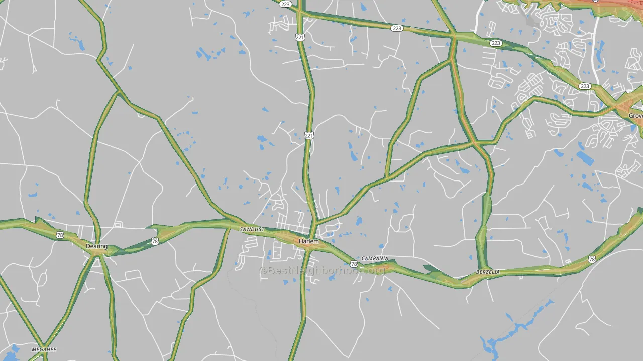 30814, GA Map of Noise Levels in 30814