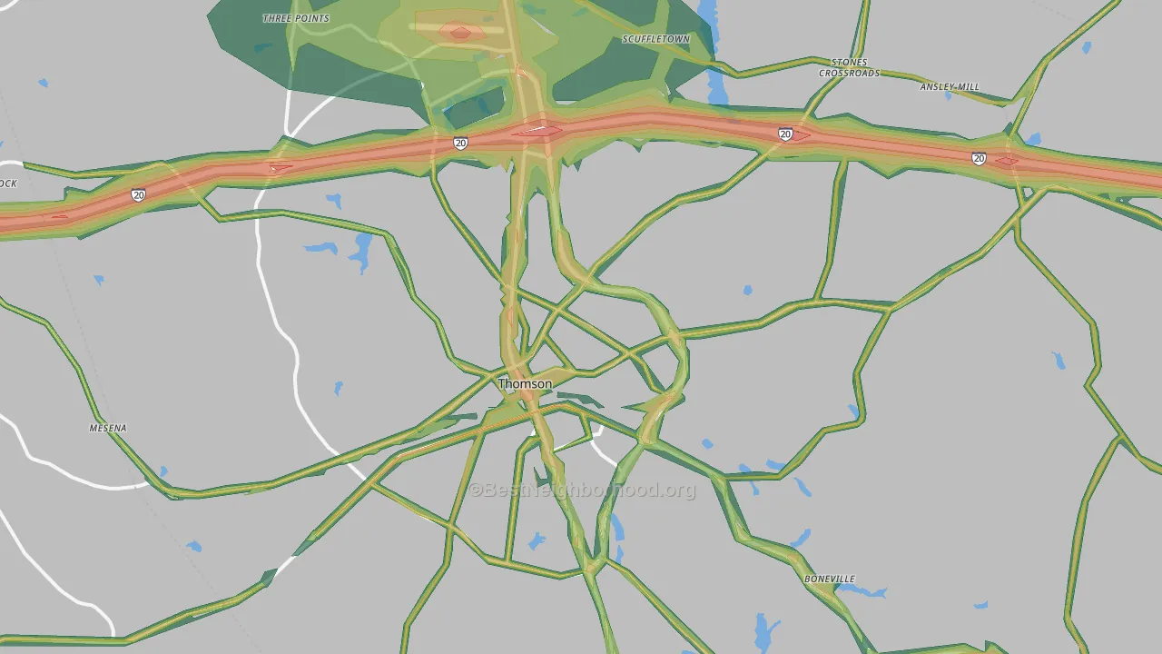 30824, GA Map of Noise Levels in 30824