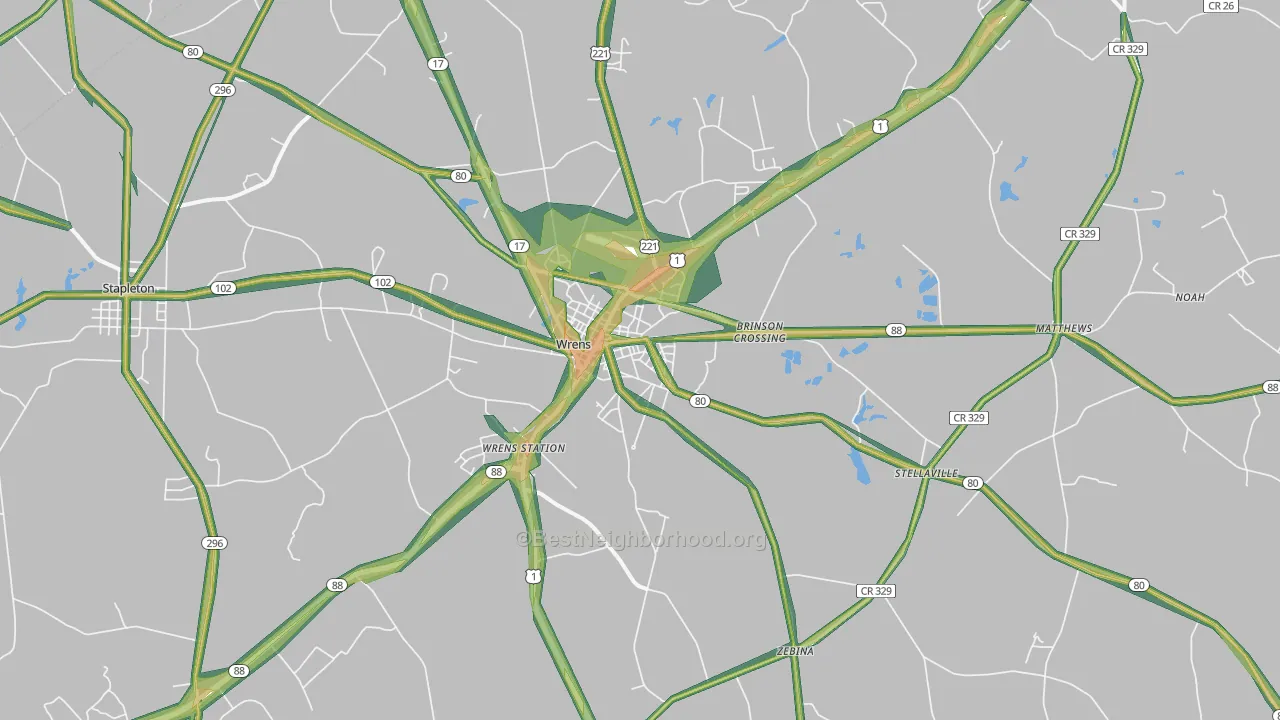 30833, GA Map of Noise Levels in 30833