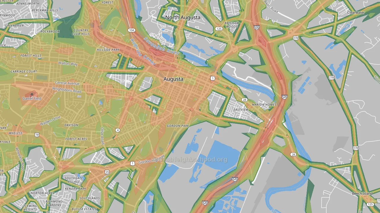 30901, GA Map of Noise Levels in 30901