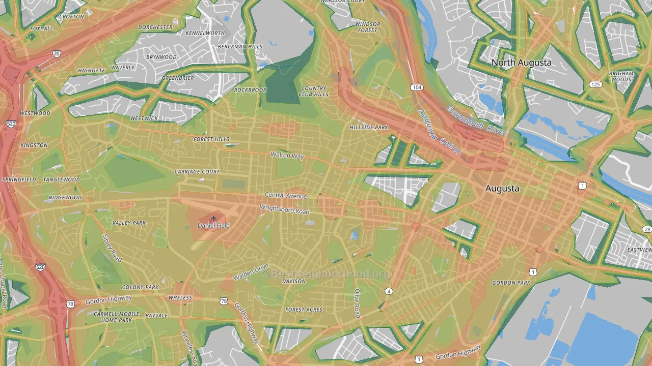 30904, GA Map of Noise Levels in 30904