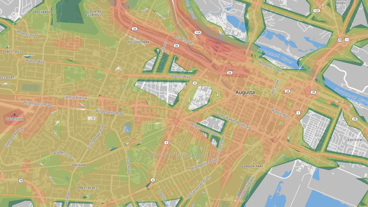 30912, GA Map of Noise Levels in 30912