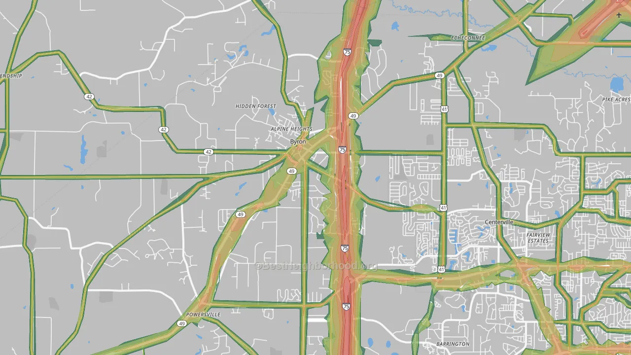 31008, GA Map of Noise Levels in 31008