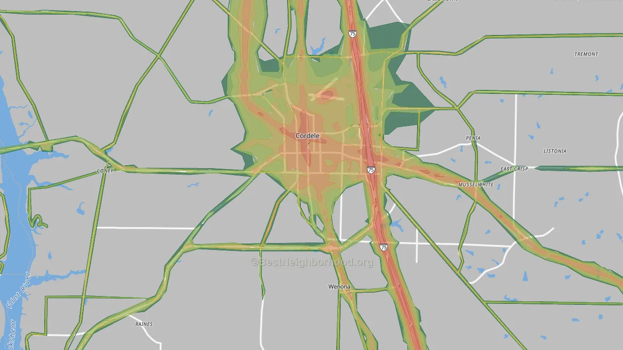 31015, GA Map of Noise Levels in 31015