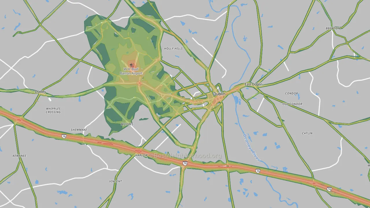 31021, GA Map of Noise Levels in 31021