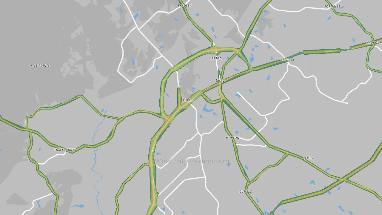 31032, GA Map of Noise Levels in 31032