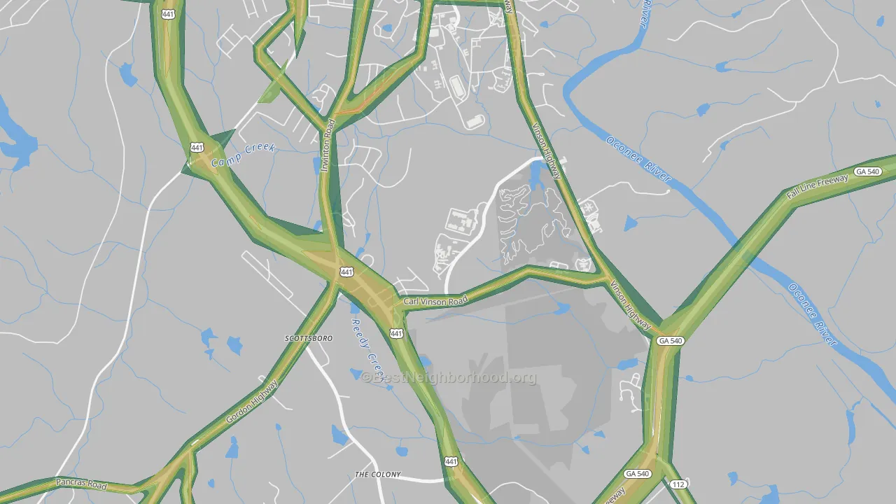 31034, GA Map of Noise Levels in 31034